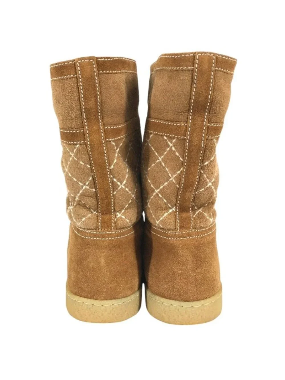 Chanel Boots CC Logo Shearling Brown